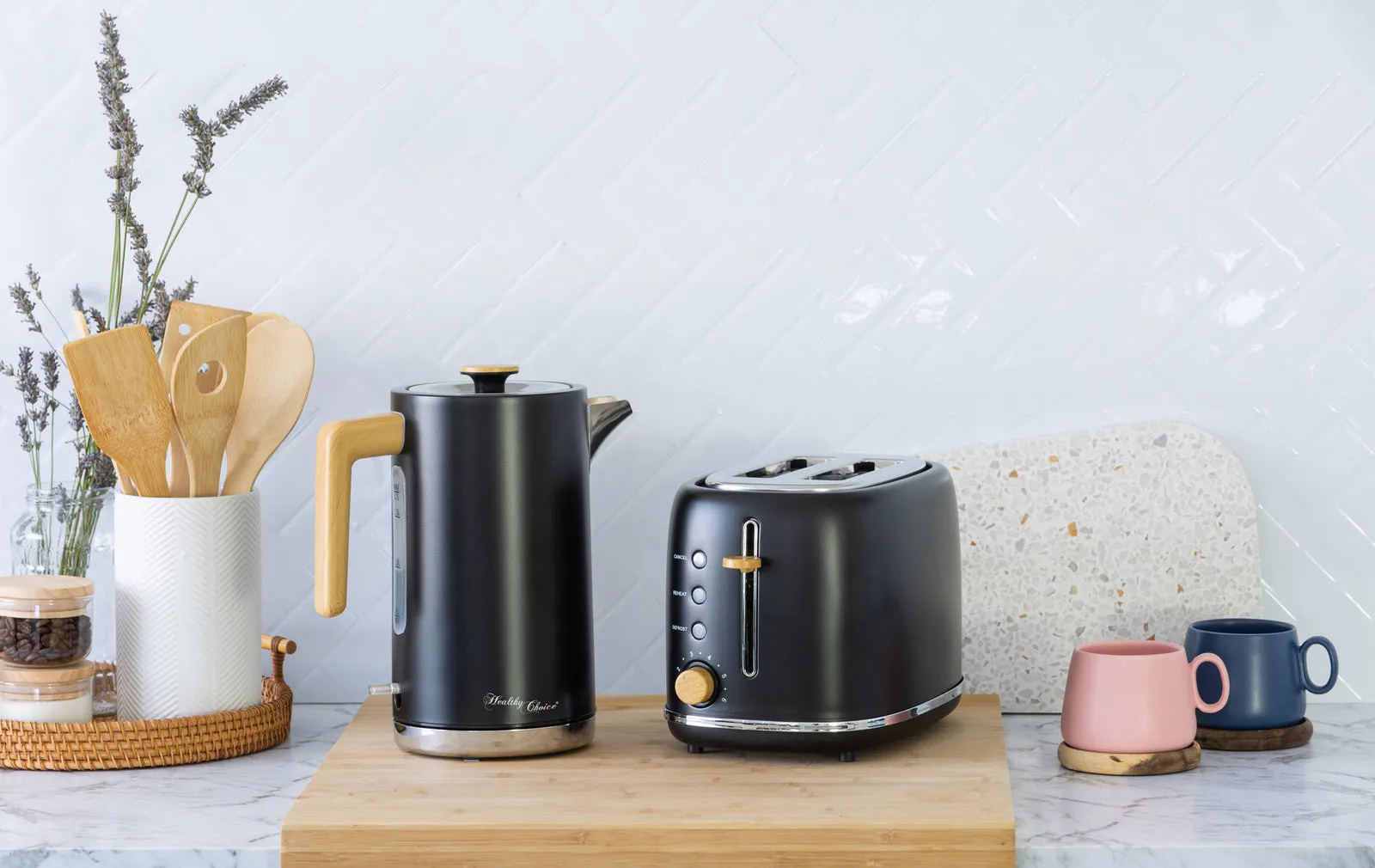 2-Slice Bread Toaster | Black with Wood Accents | Stylish & Efficient