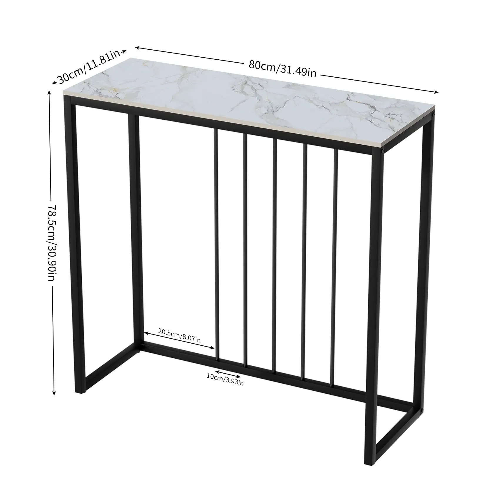 80Cm Marble Console Table For Living Room Entryway Metal Frame