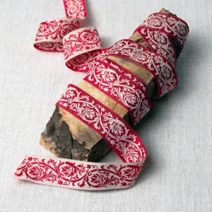 Apple Red Flourish Brocade Ribbon