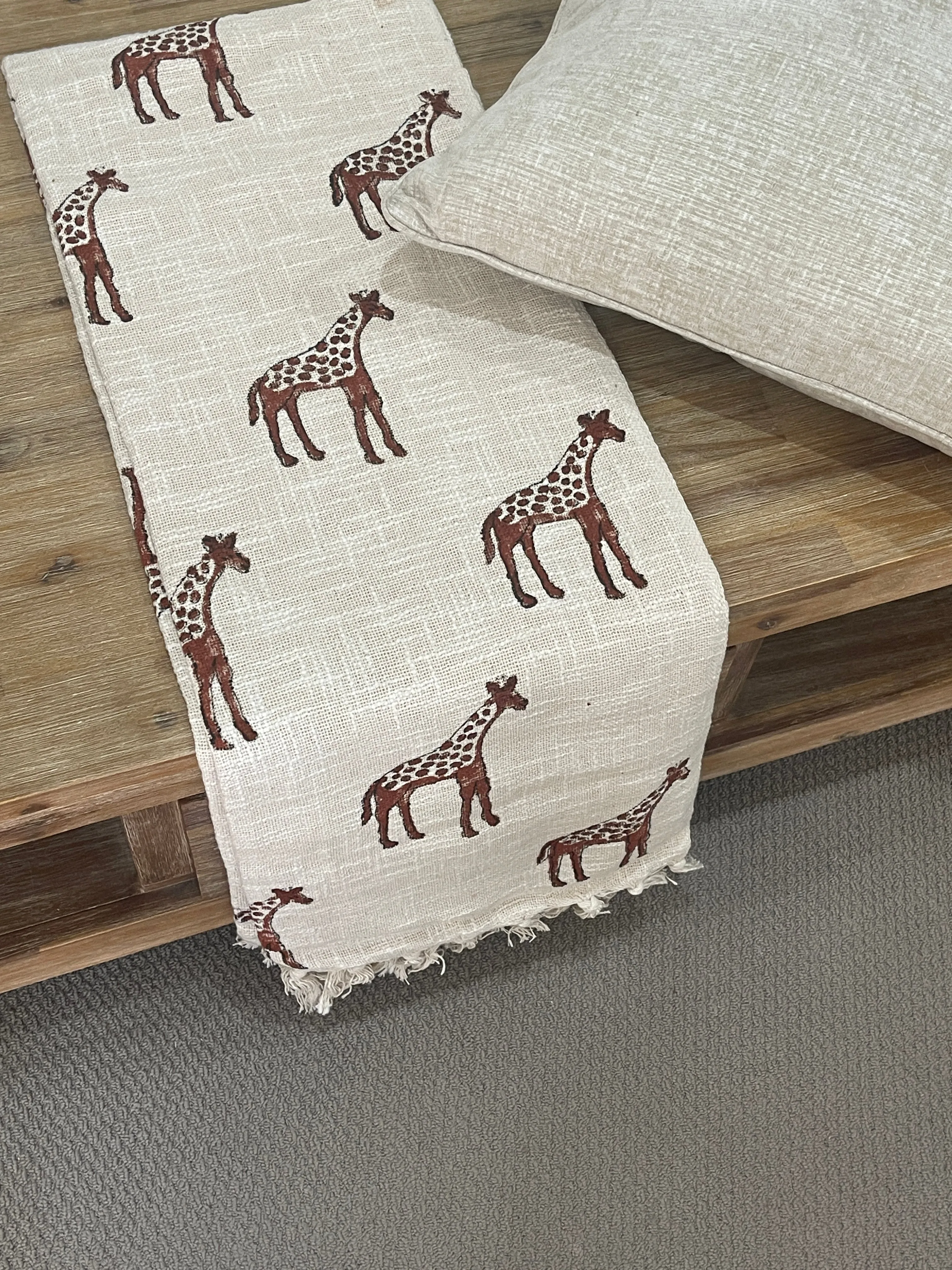 Bohemian Hand Block Giraffe Printed Cotton Bedding Throw Blanket