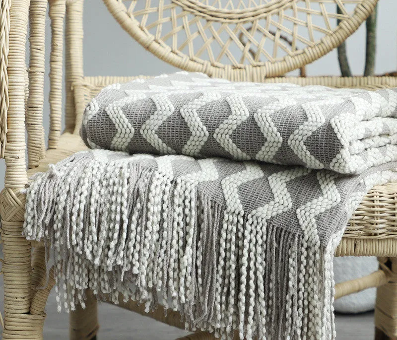 Bohemian Nordic Knitted Decorative Sofa Bed Throw Bedspread