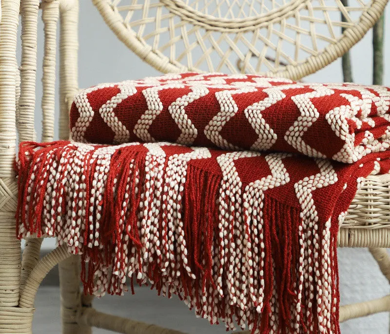 Bohemian Nordic Knitted Decorative Sofa Bed Throw Bedspread