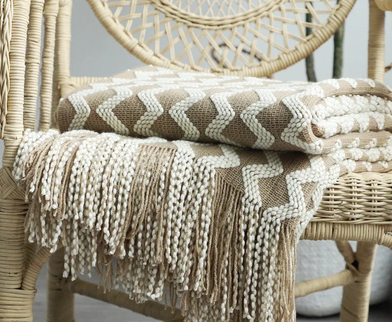 Bohemian Nordic Knitted Decorative Sofa Bed Throw Bedspread