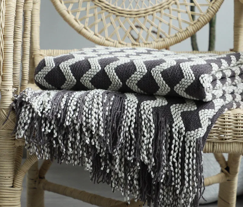 Bohemian Nordic Knitted Decorative Sofa Bed Throw Bedspread