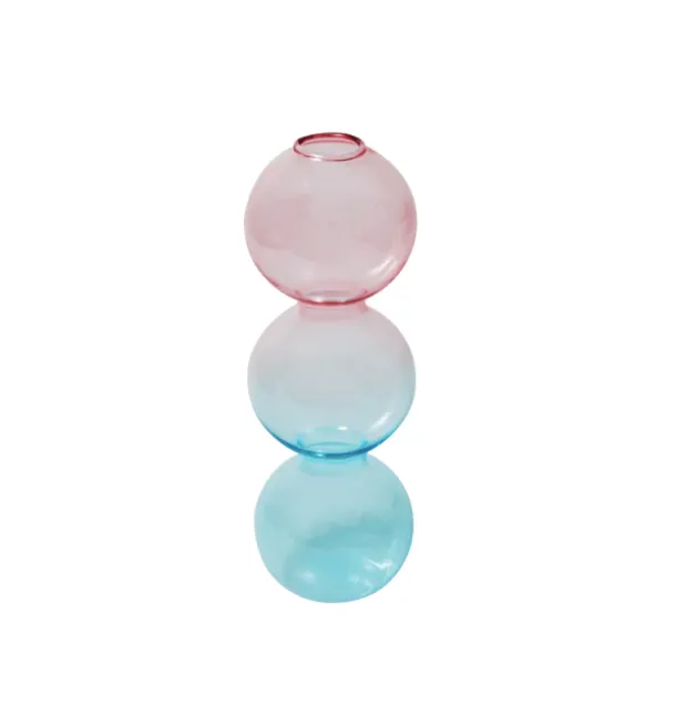Bubble Shape Glass Vase: Pink / Short 3 Balls