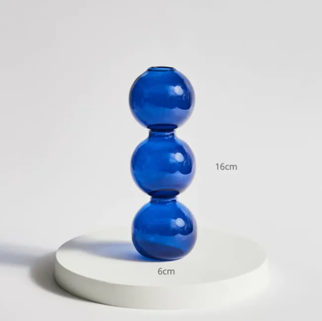 Bubble Shape Glass Vase: Pink / Short 3 Balls