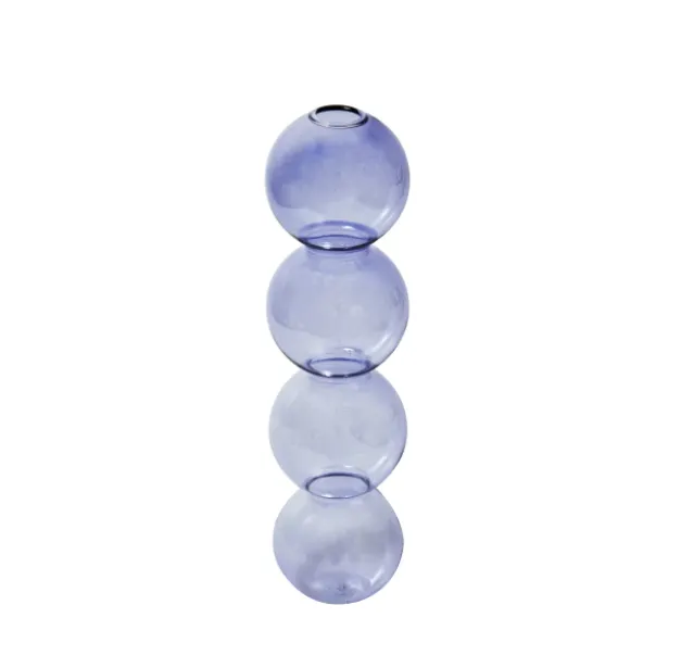 Bubble Shape Glass Vase: Pink / Short 3 Balls