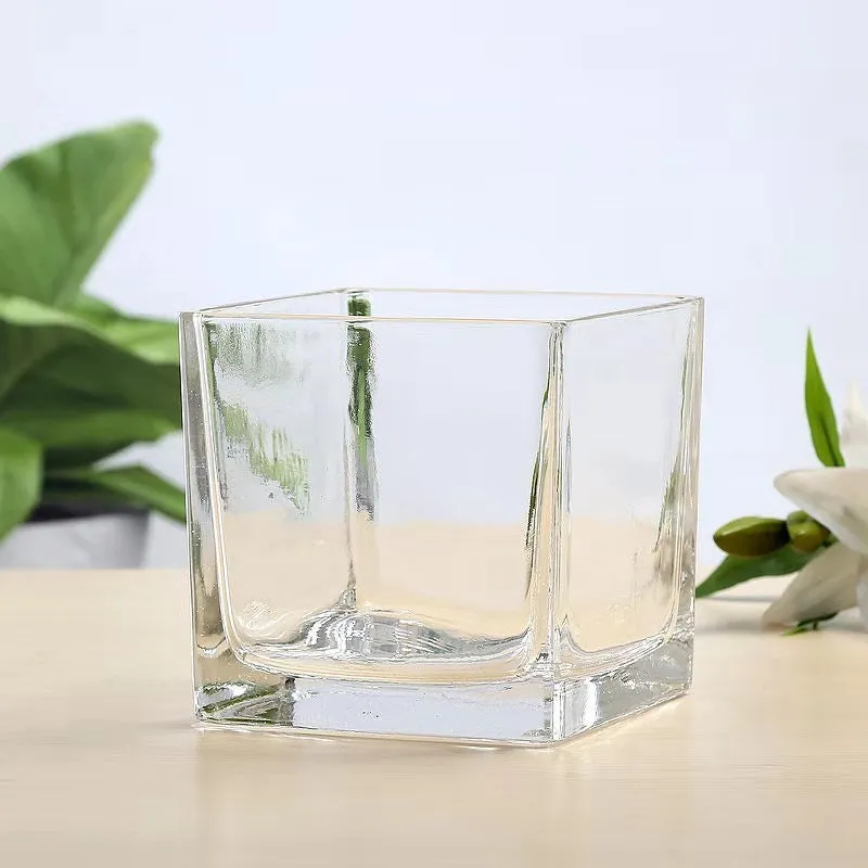Bulk Clear Square Glass Vases Clear Glass Cube Wholesale