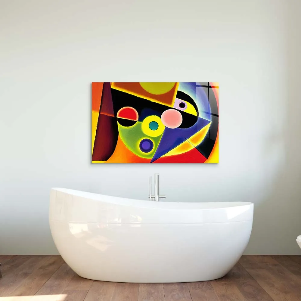 Contrasting Cubism Glass Wall Art