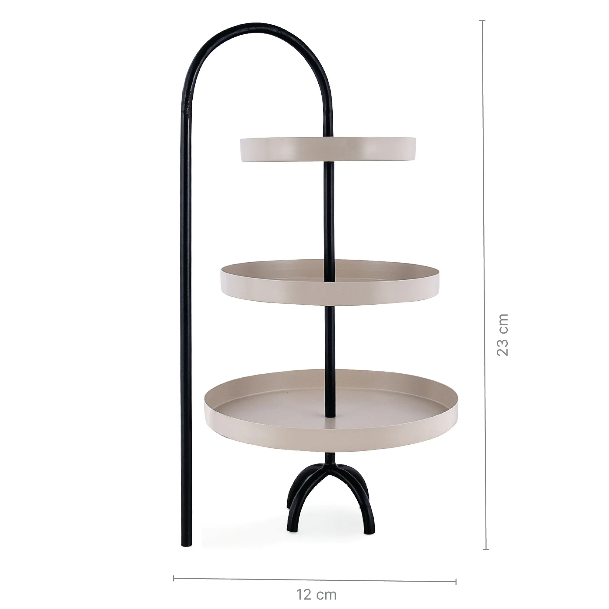 Elan Piper 3 Tier Cake Stand, Cupcake and Dessert Stand (Black, Beige)