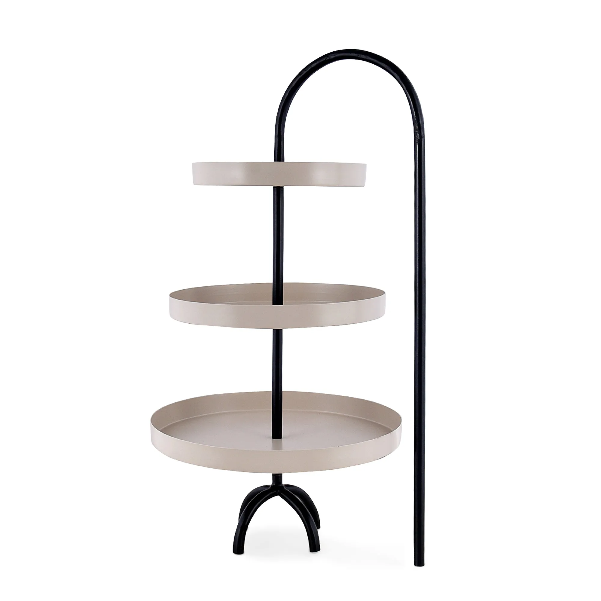 Elan Piper 3 Tier Cake Stand, Cupcake and Dessert Stand (Black, Beige)