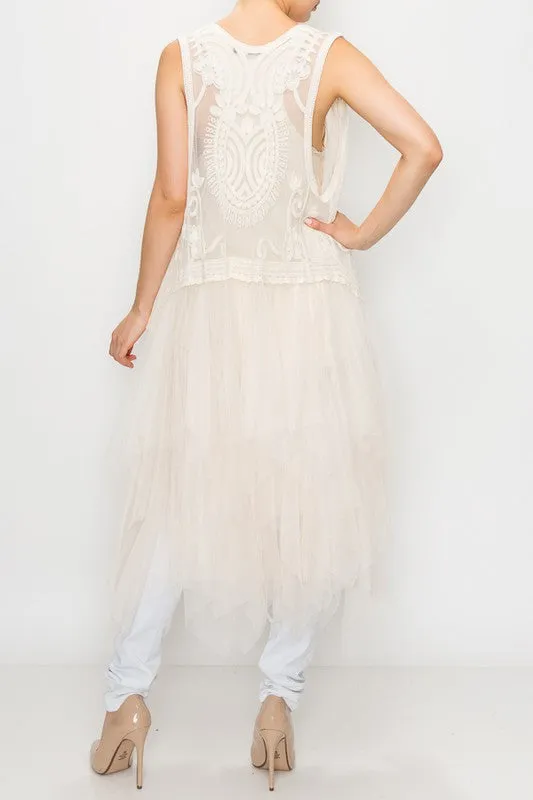Embroidered Vest w/ Chiffon & Tulle Layers