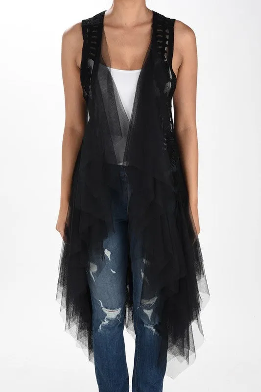 Embroidered Vest w/ Chiffon & Tulle Layers