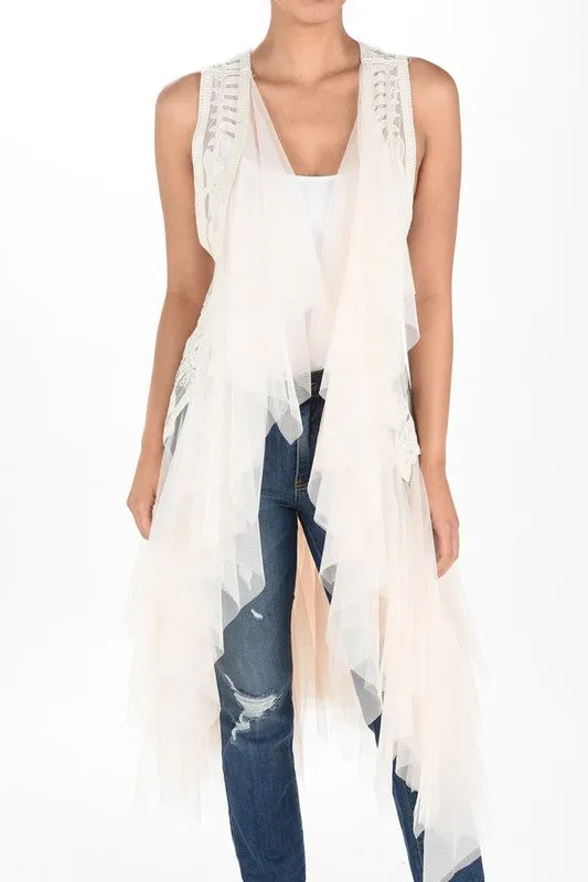 Embroidered Vest w/ Chiffon & Tulle Layers