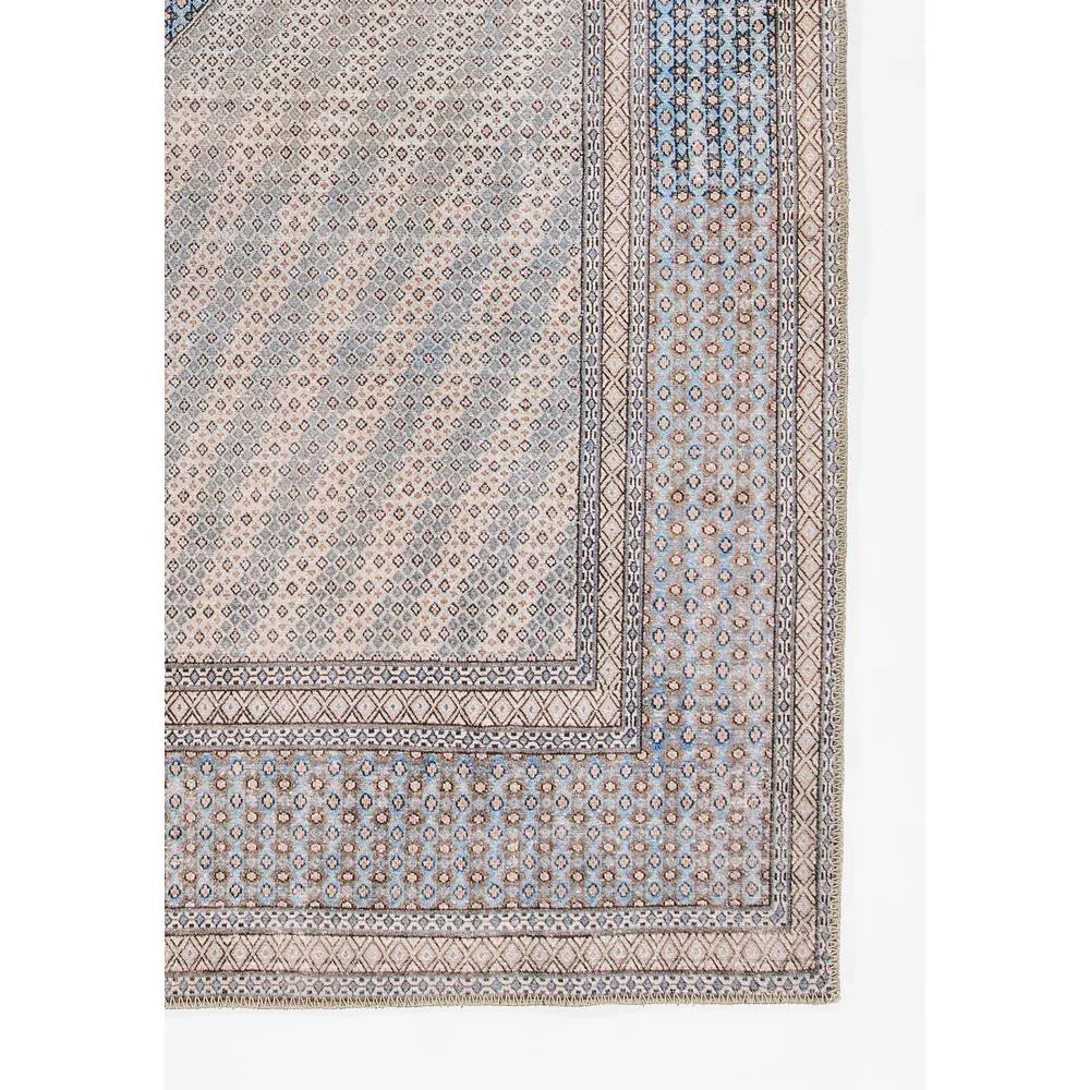 Extra Large Turkish Geometric Blue & Beige Area Rug