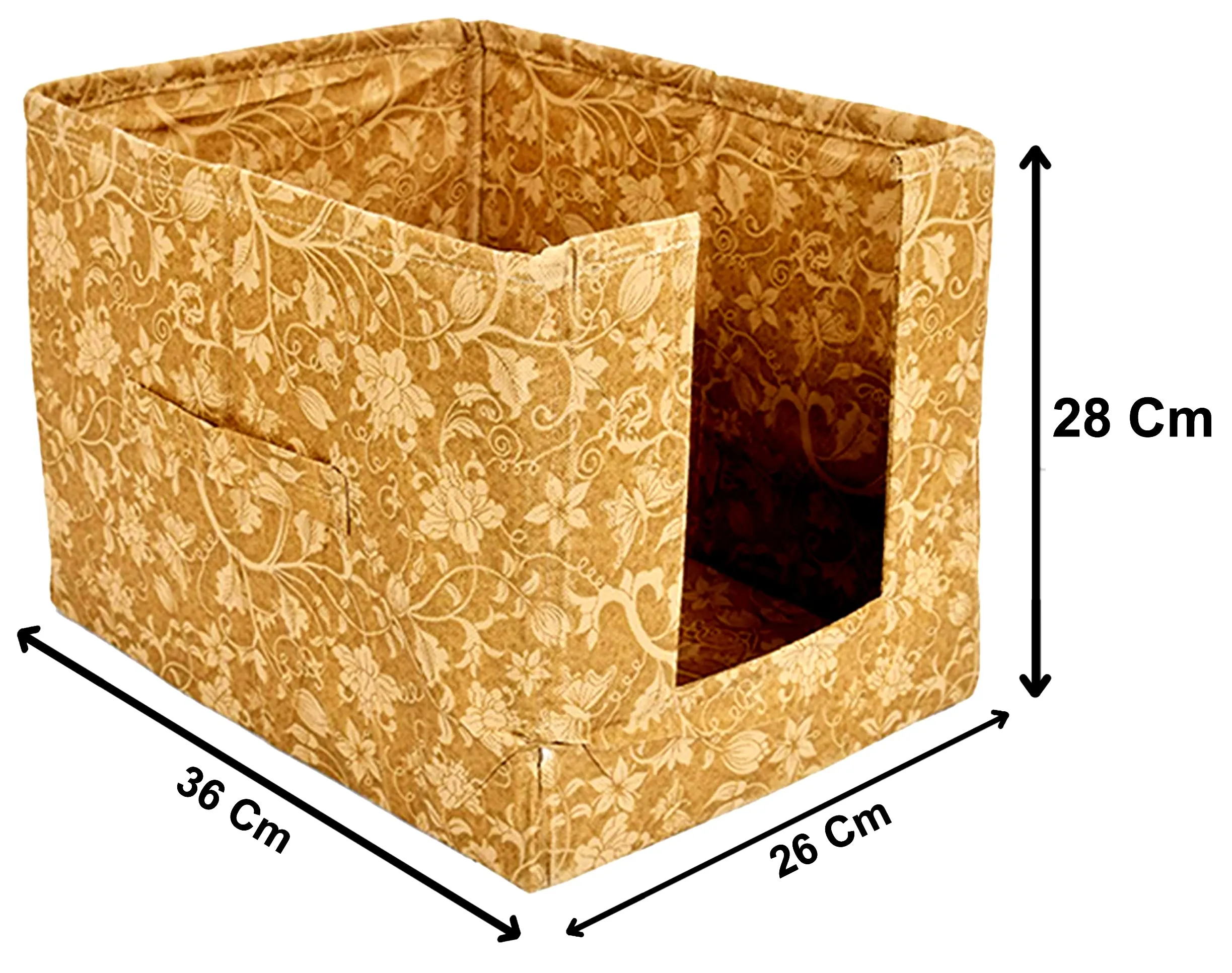 Kuber Industries Saree Organizer for Wardrobe/Closet Storage Box and Clothing Organiser for Women Clothes With Metalic Flower Print (Beige)