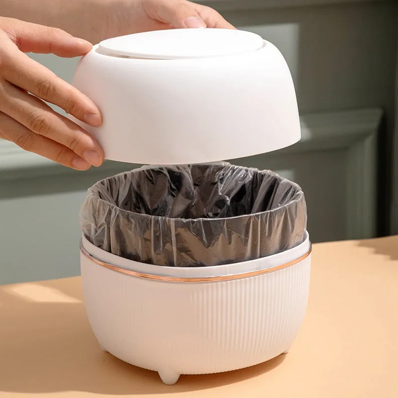 Luxury Mini Desktop Trash Can - Eco-Friendly Round Waste Bin