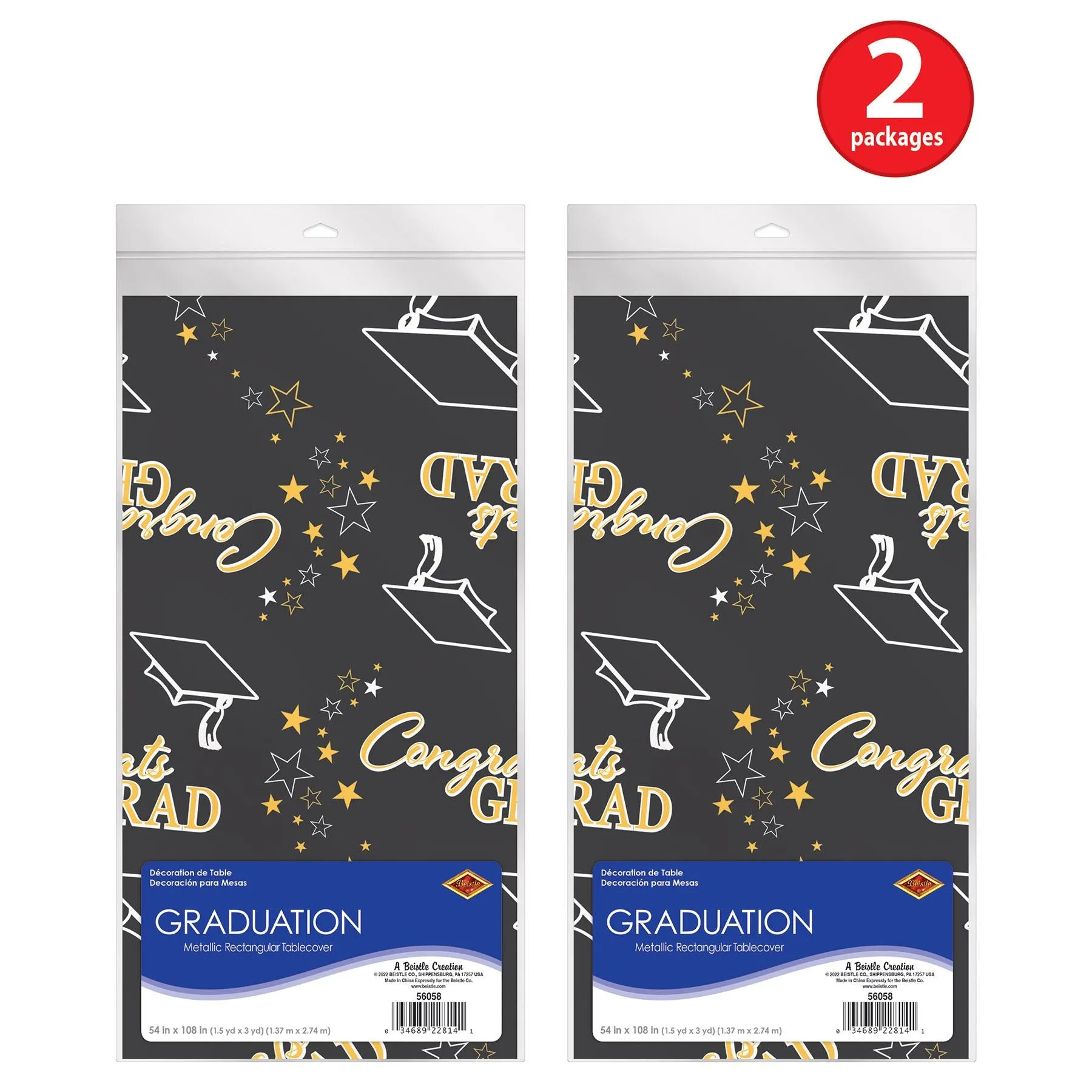 Metallic Graduation Party Tablecover (12 Packages)