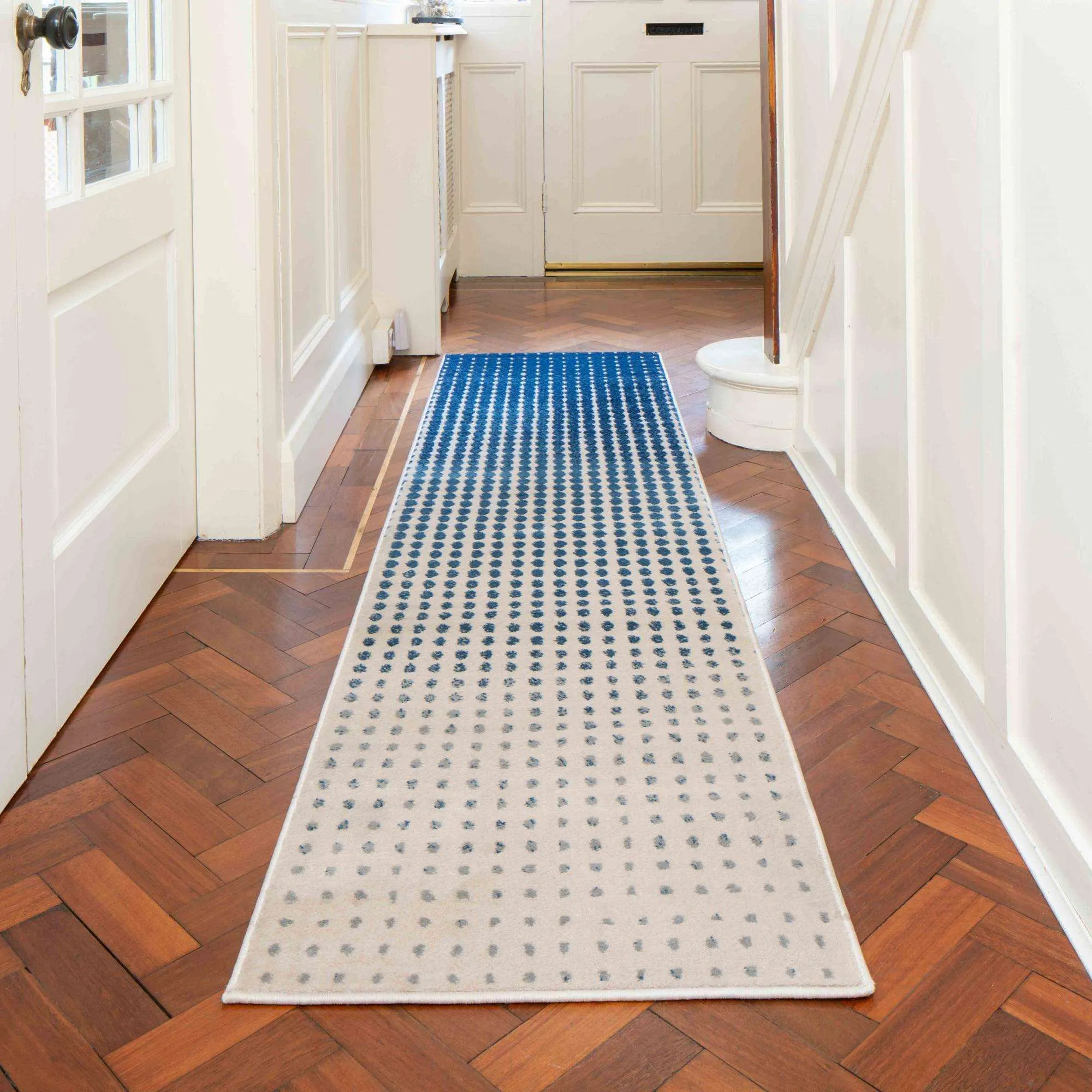 Modern Blue Spotted Ombre Effect Living Room Rug - Dottie