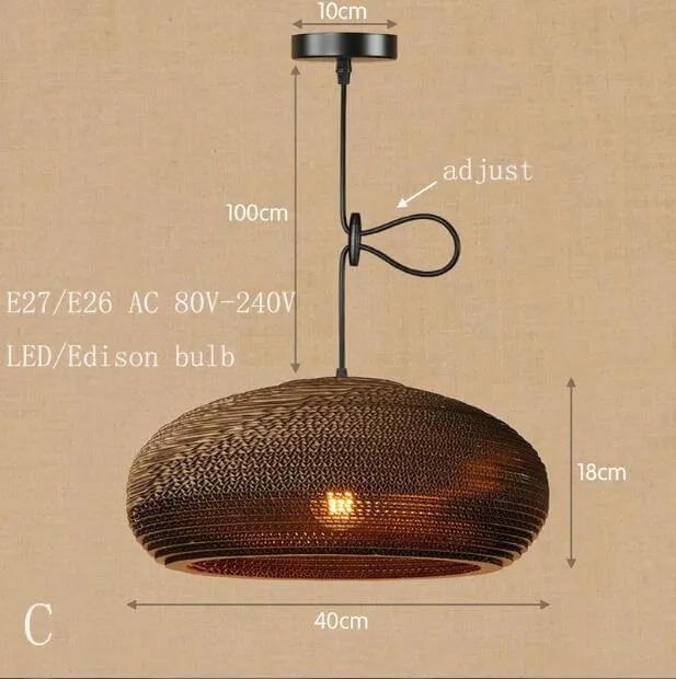 Modern Hanging Pendant LED Origami Paper Shade Lamp
