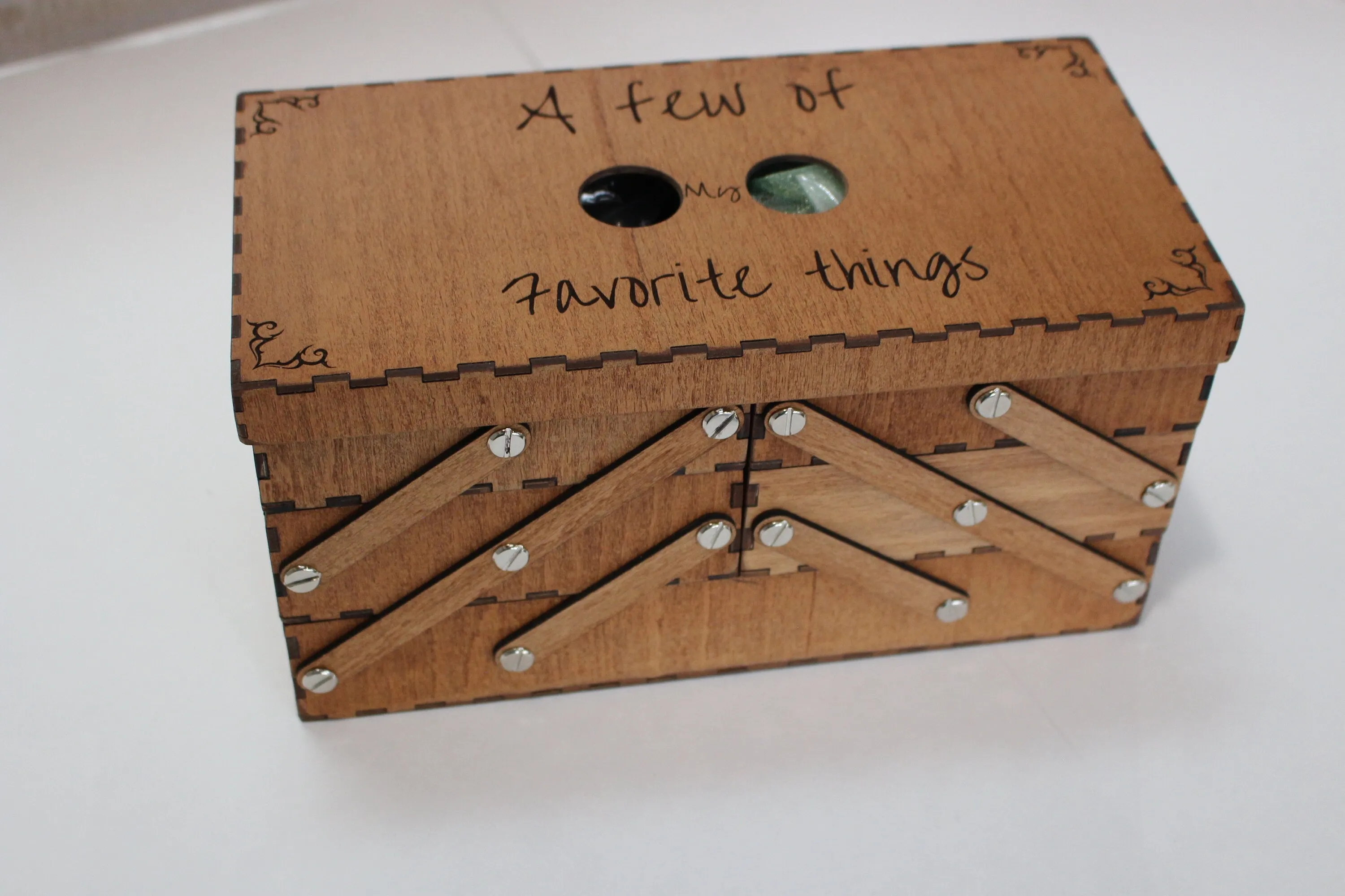 Personalized felt lined Laser Cut Craft storage Box