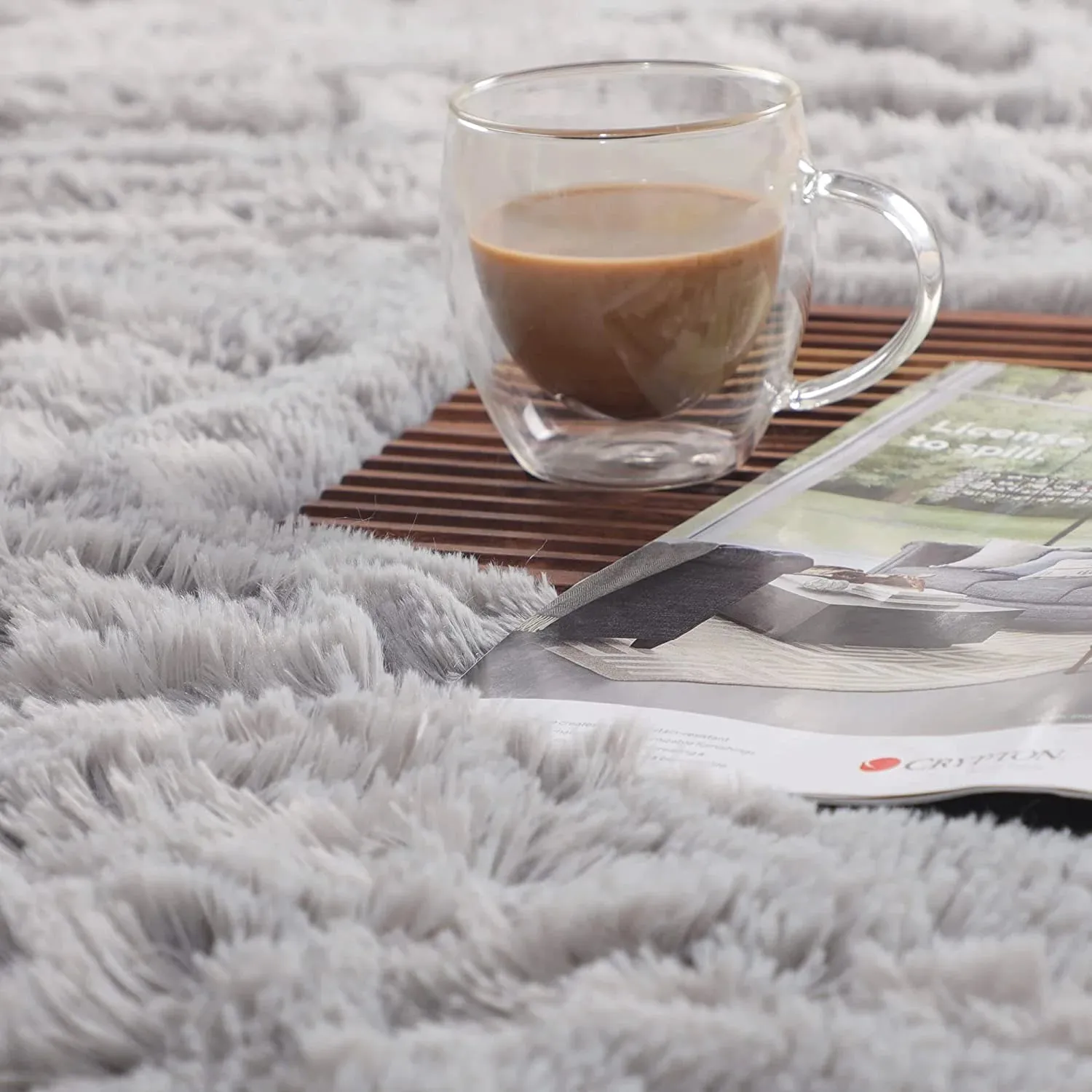 Rugs for Living Room, 4'x6' Soft Fluffy Area Rug for Bedroom, Plush Decorative Rug with Anti-Skid Backing, Indoor Home Carpet for Living Room, Light Grey