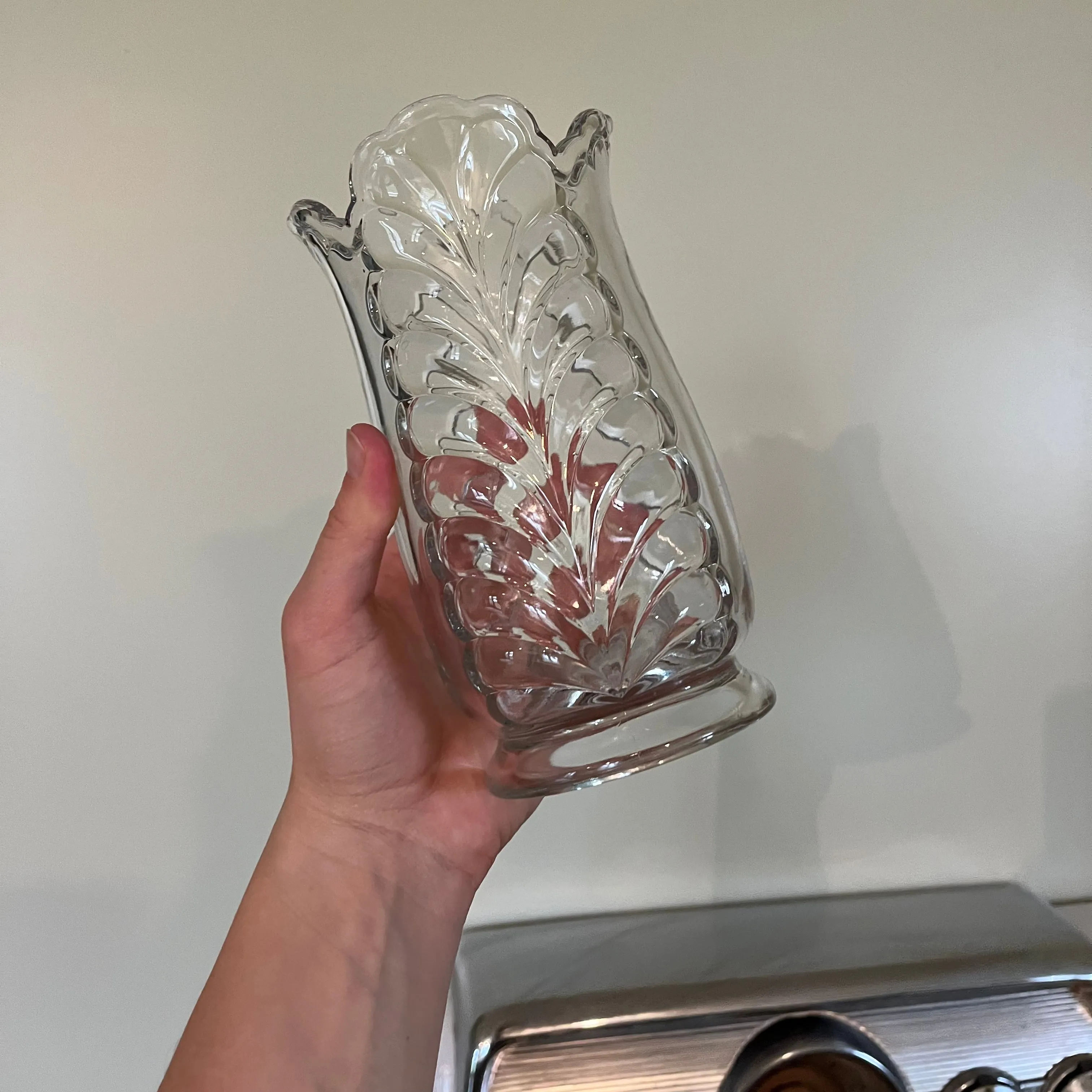 scalloped table vase