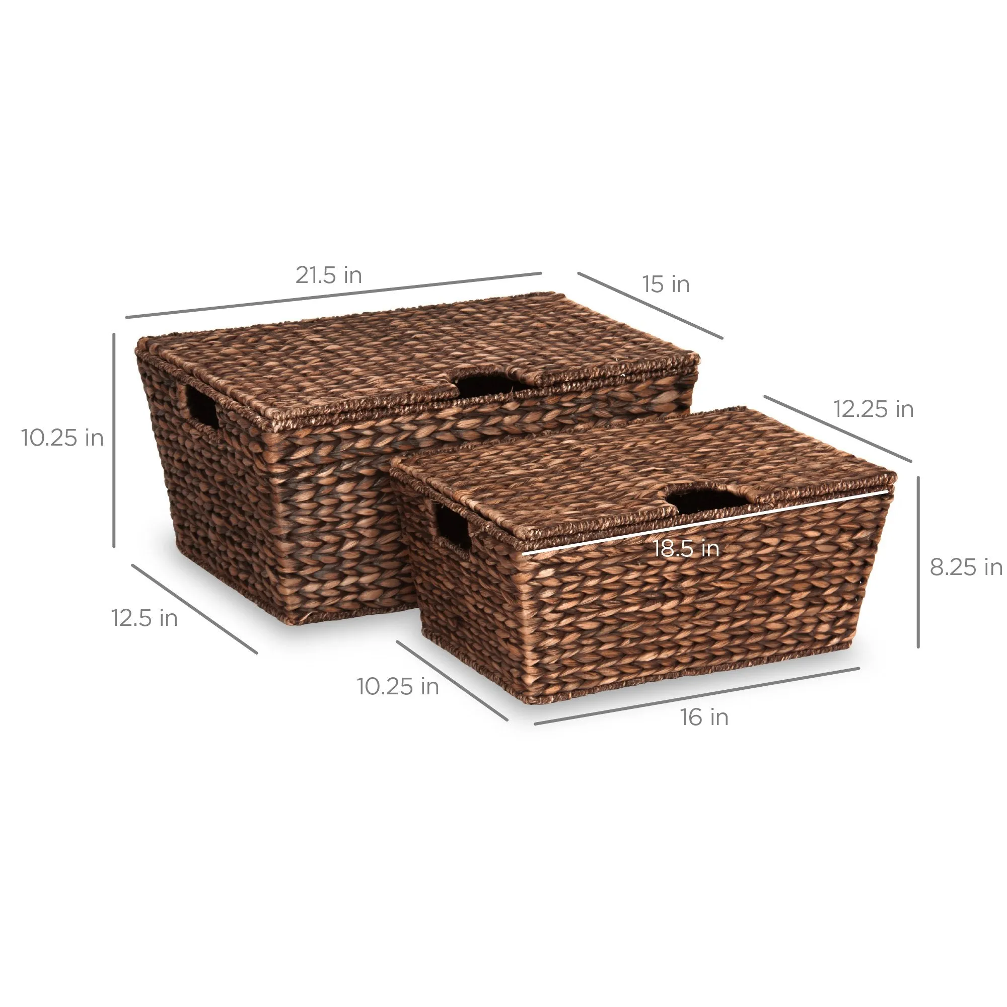 Set of 2 XL Woven Water Hyacinth Storage Baskets
