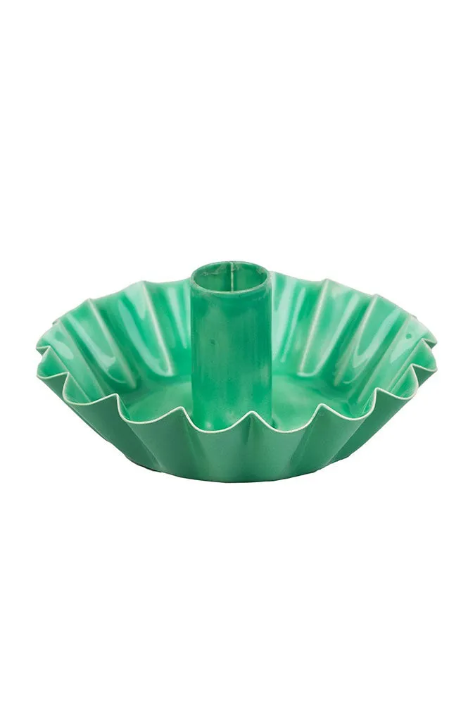 Talking Tables Scalloped Green Metal Candle Holder