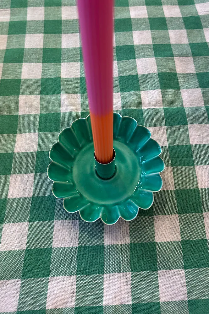 Talking Tables Scalloped Green Metal Candle Holder