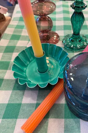 Talking Tables Scalloped Green Metal Candle Holder
