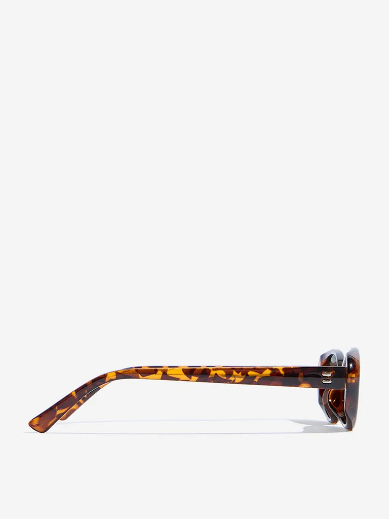 Westside Accessories Light Brown Animal-Printed Oval Sunglasses with Pouch