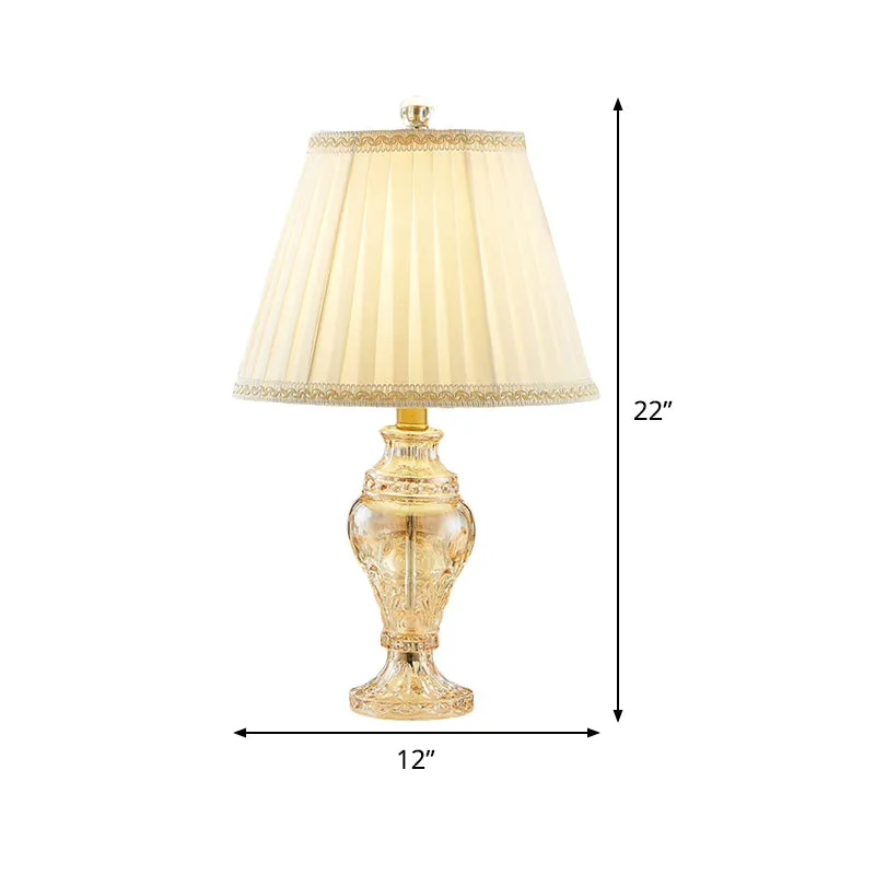 White Crystal Nightstand Lamp - Modern Task Lighting in Jar Shape