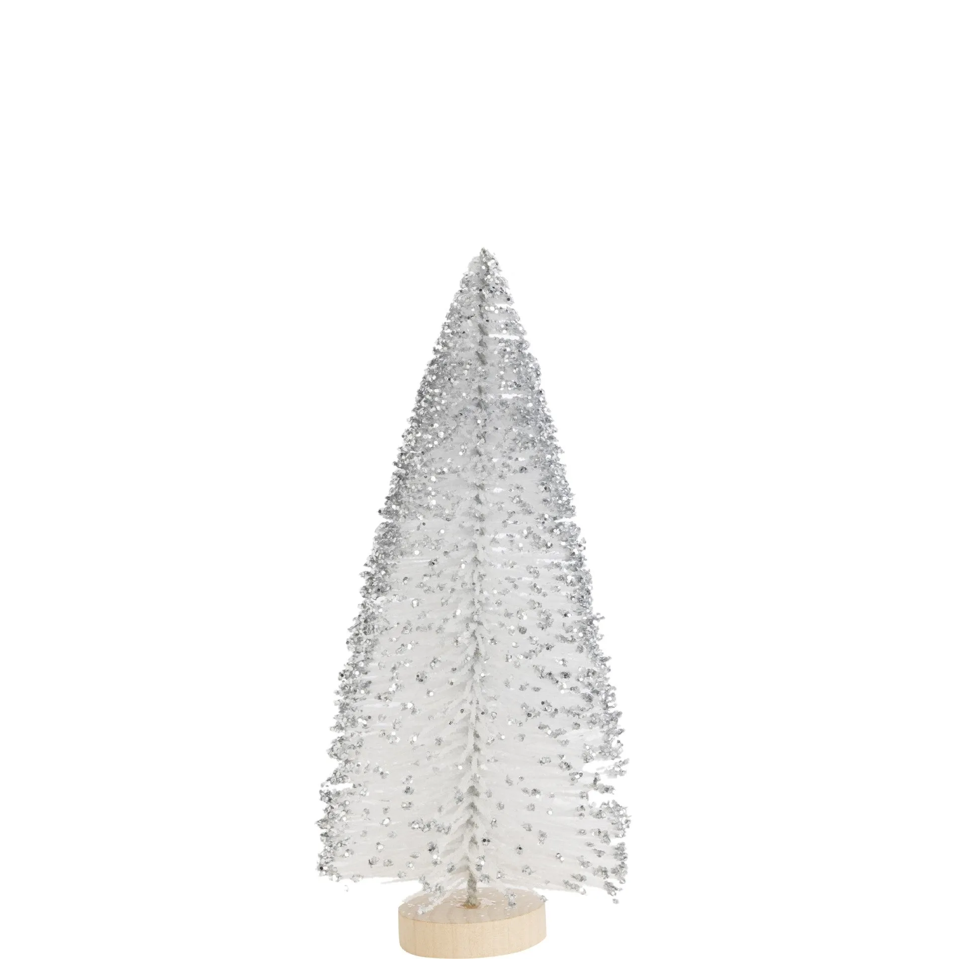 White Glitter Bristle Brush Tree (9")
