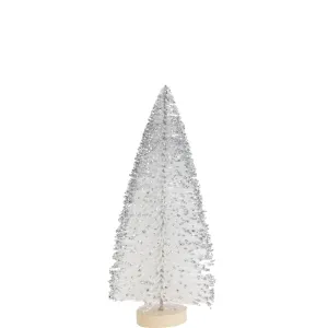 White Glitter Bristle Brush Tree (9")